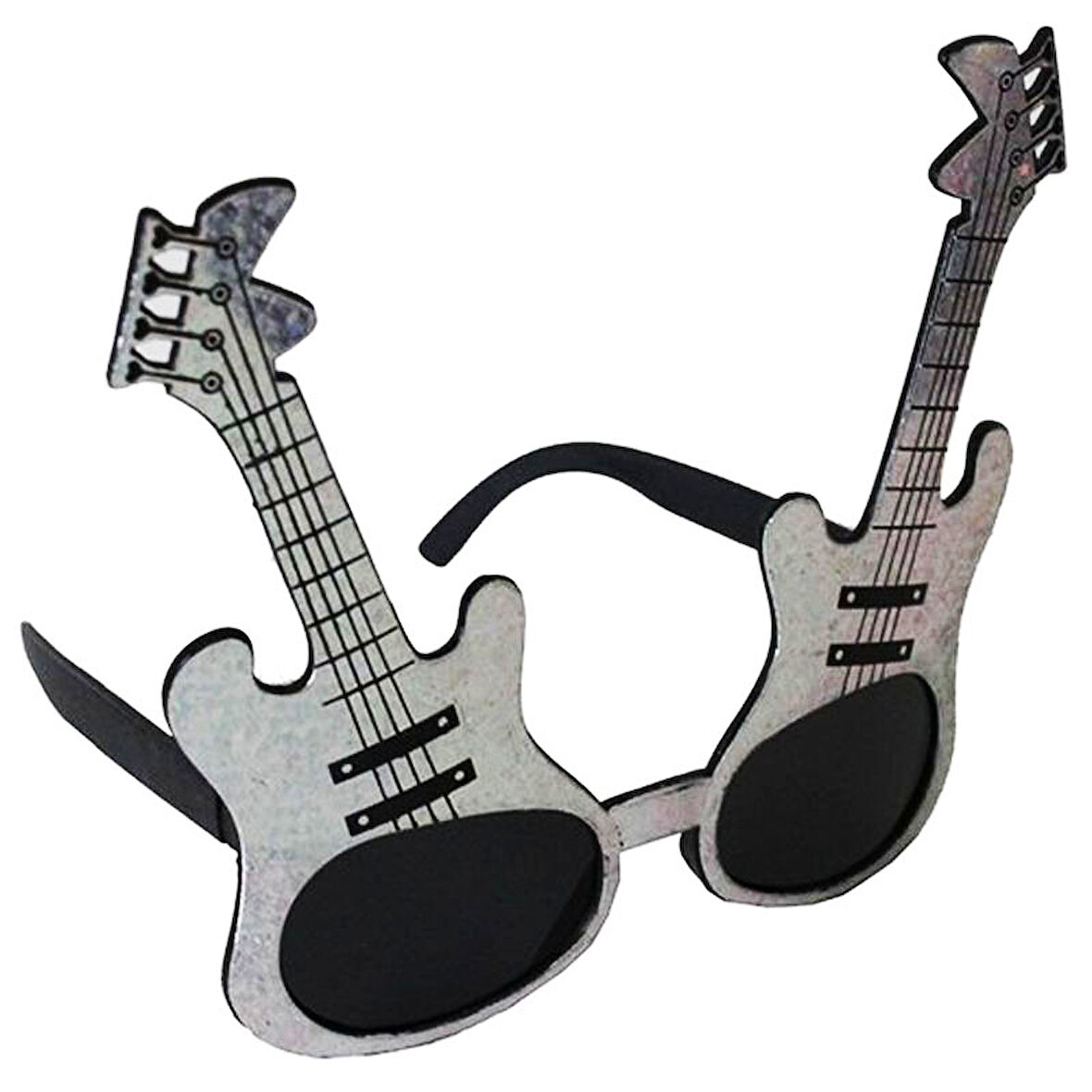 Gümüş Renk Rockn Roll Gitar Şekilli Parti Gözlüğü 15x15 cm 
