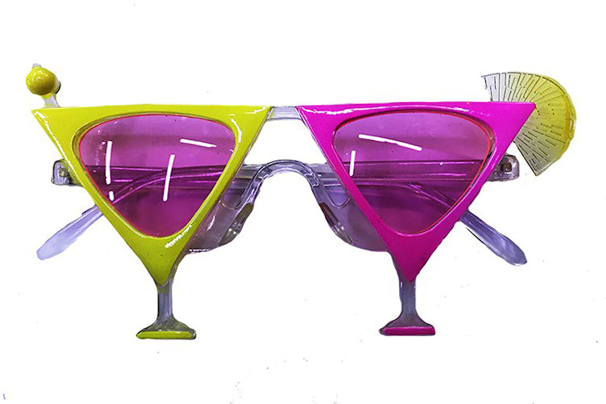 Sarı Pembe Renk Martini Parti Gözlüğü 