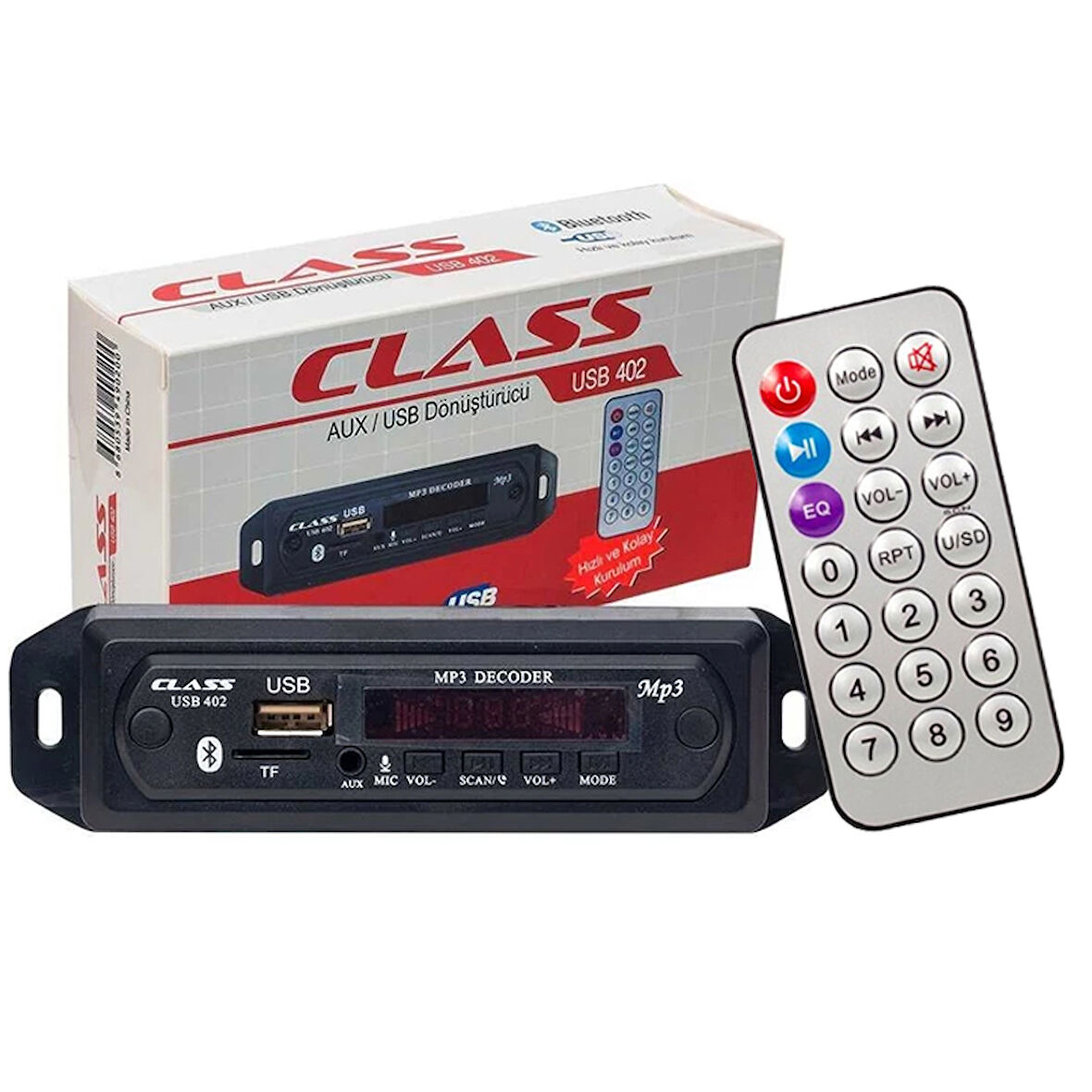 USB-402 BLUETOOTH/AUX USB/SD/MMC MIKROFONLU KUMANDALI OTO TEYP ÇEVİRİCİ DİJİTAL PLAYER 