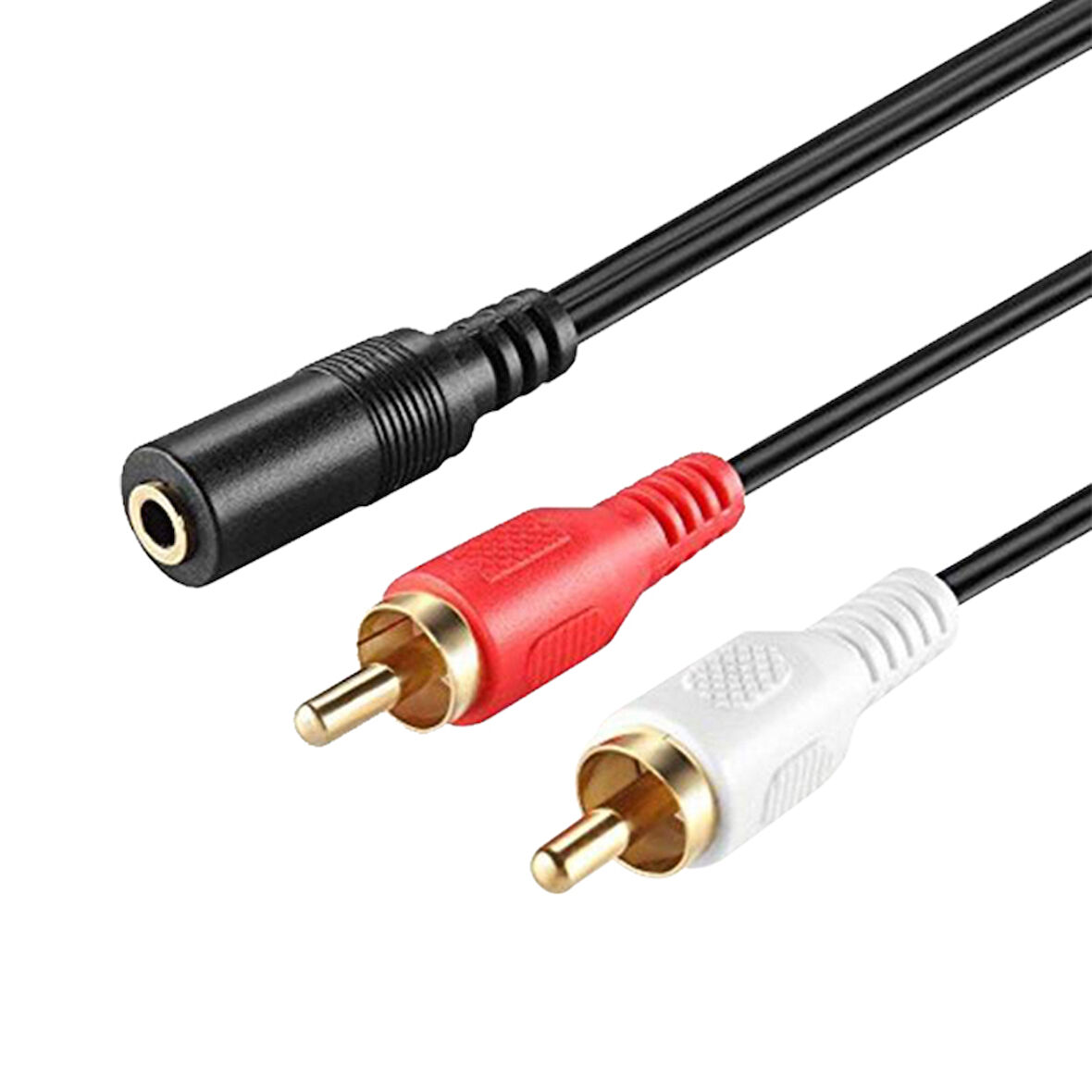 3.5 MM STEREO DİŞİ / 2 RCA ERKEK 1.5 METRE GOLD KABLO ELEKTROMER 