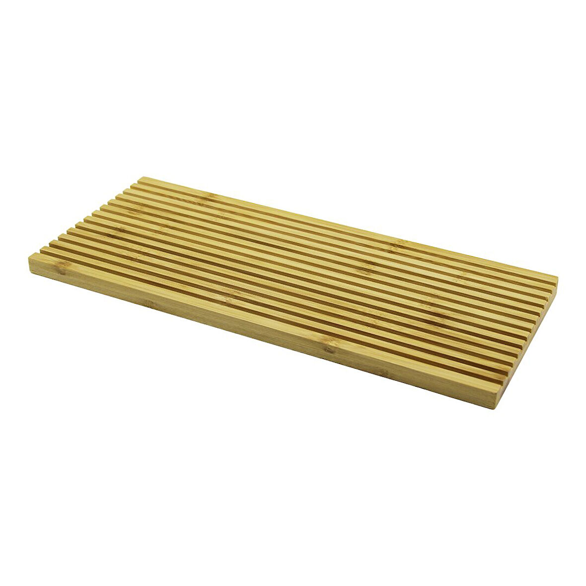 DİKDÖRTGEN ÇİFT TARAFLI=DÜZ - DALGALI OYUK KANALLI AHŞAP BAMBU SUNUM TEPSİ 17X39X1.5CM 