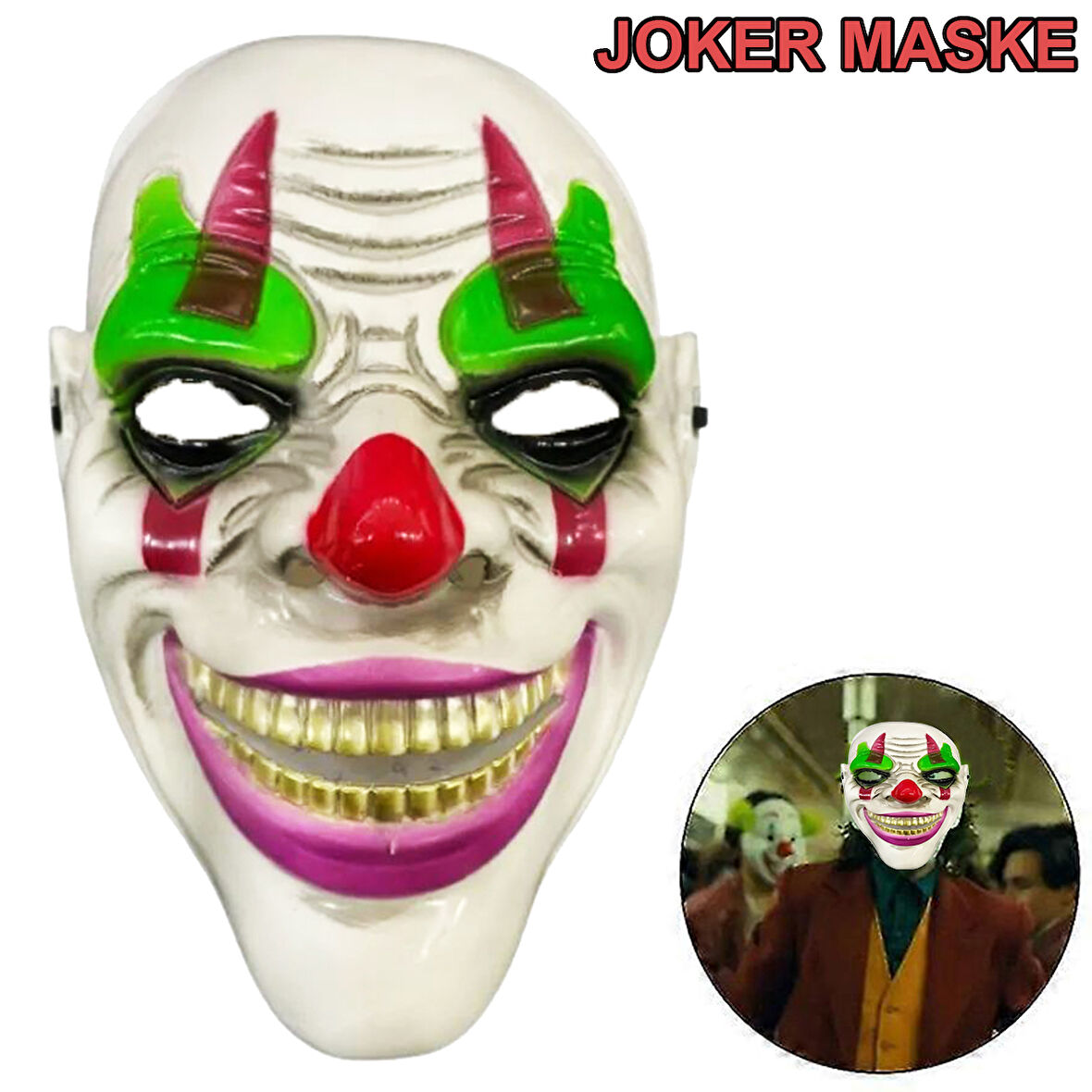 Delirten Gülüş Psikopat Palyaço Temalı Joker Maskesi (4727)