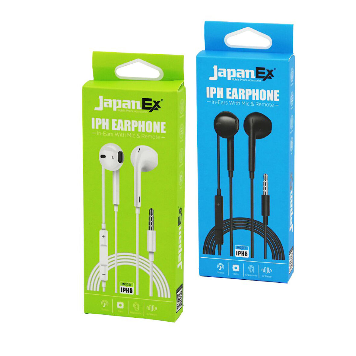 JAPANEX  IPH6   KULAK İÇİ   MİKROFONLU  STEREO KULAKLIK  KABLOLU= 1.2MT   AUX GİRİŞ (4727)