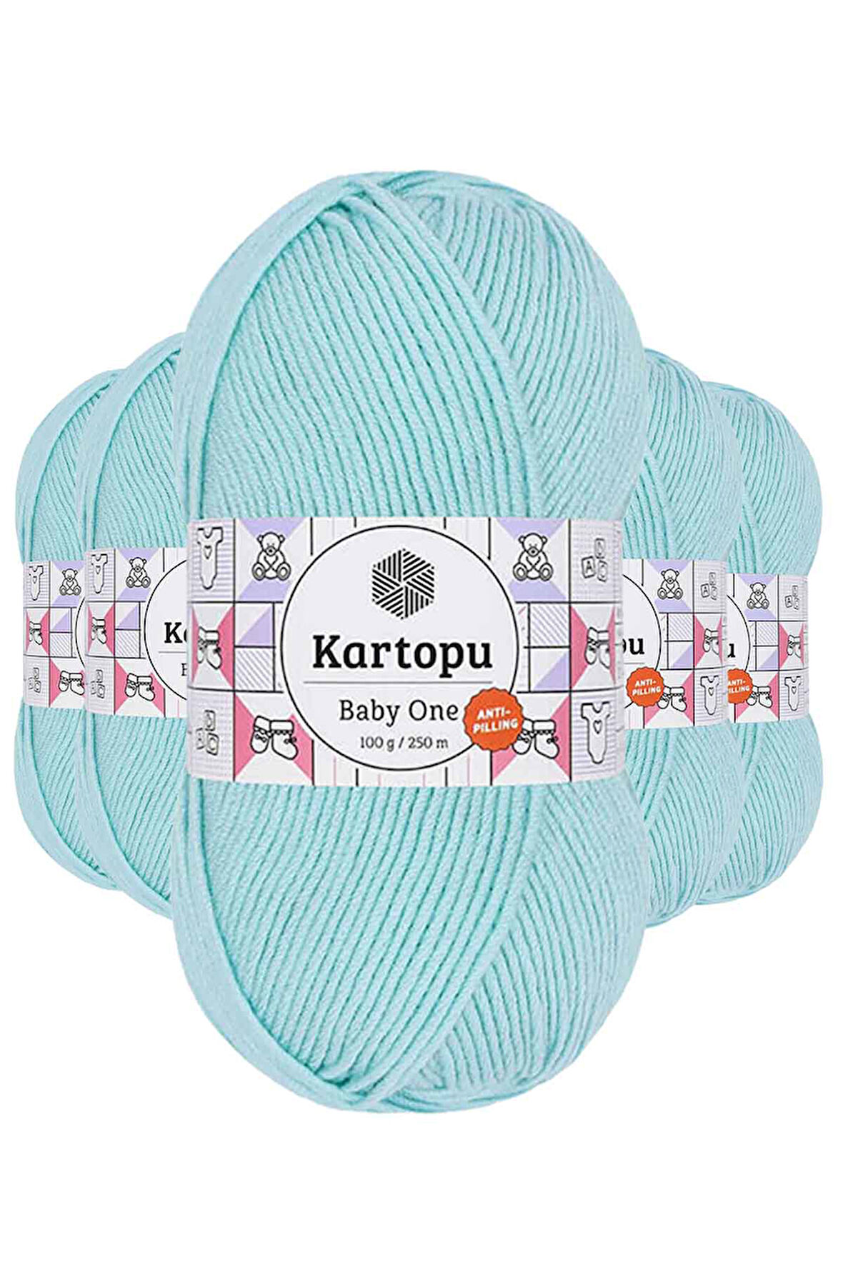 5 Adet Tüylenmeyen El Örgü İpi Yünü Bebe Mavi K578
