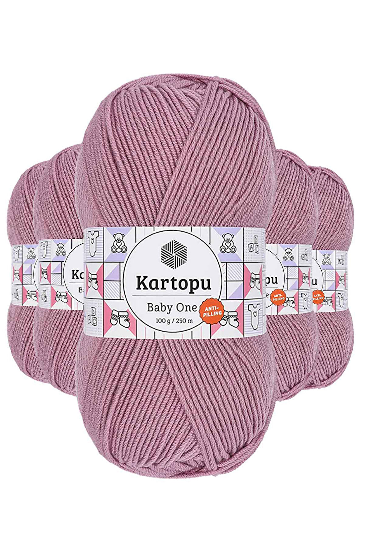 5 Adet Tüylenmeyen El Örgü İpi Yünü Gül Kurusu K1763