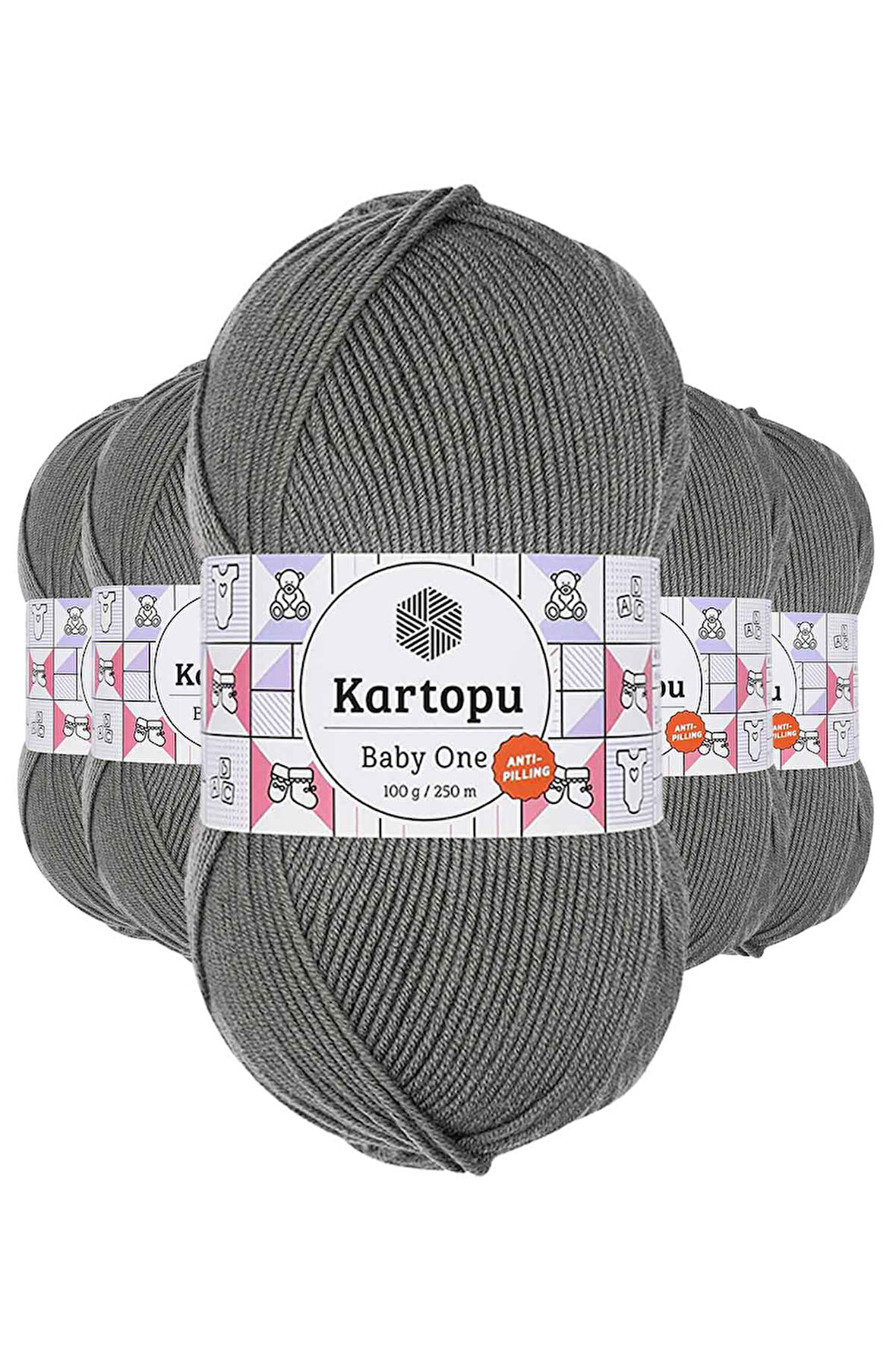 5 Adet Tüylenmeyen El Örgü İpi Yünü Koyu Gri K1921