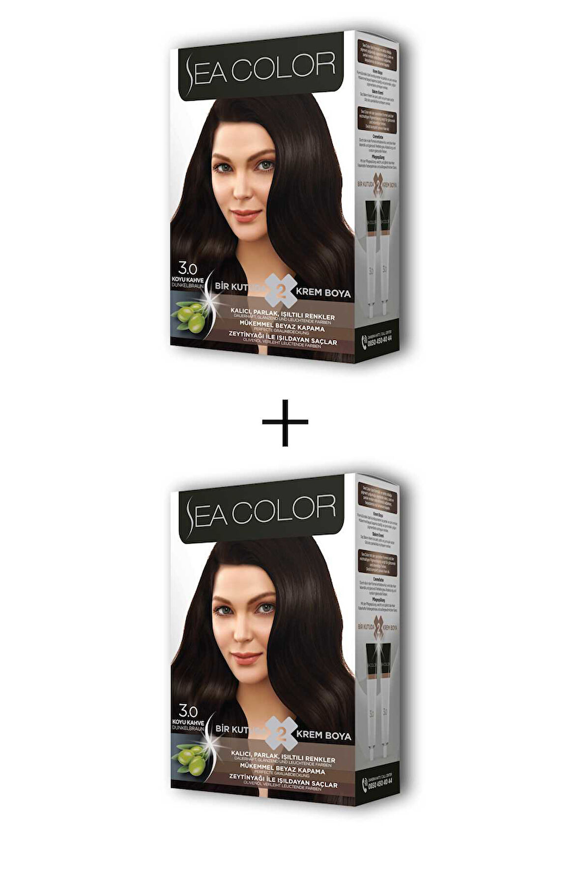 2X2 Tüp Krem Saç Boyası Seti Koyu Kahve No:3.0