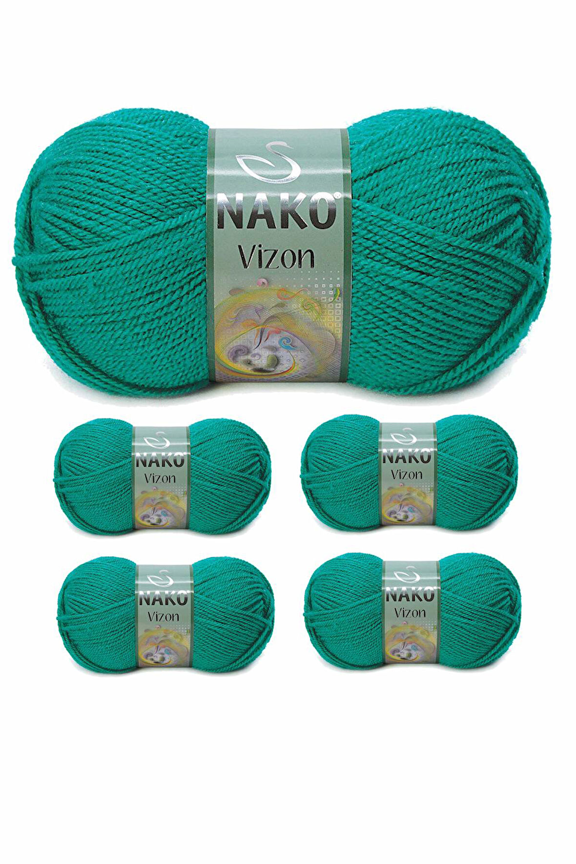 5 Adet Premium Akrilik El Örgü İpi Yünü Renk No:181 Ördek Başı Yeşil