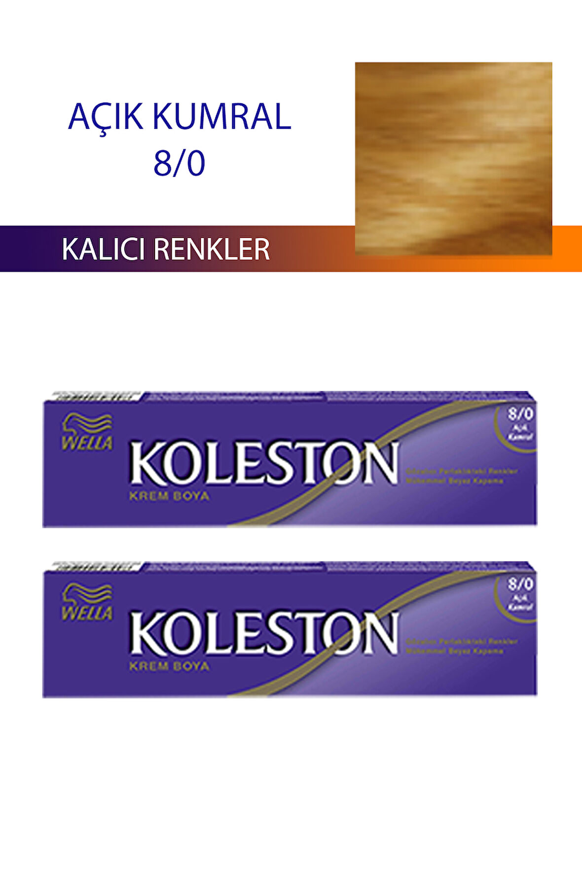 2 Adet Tüp Boya Saç Boyası Açık Kumral 8/0