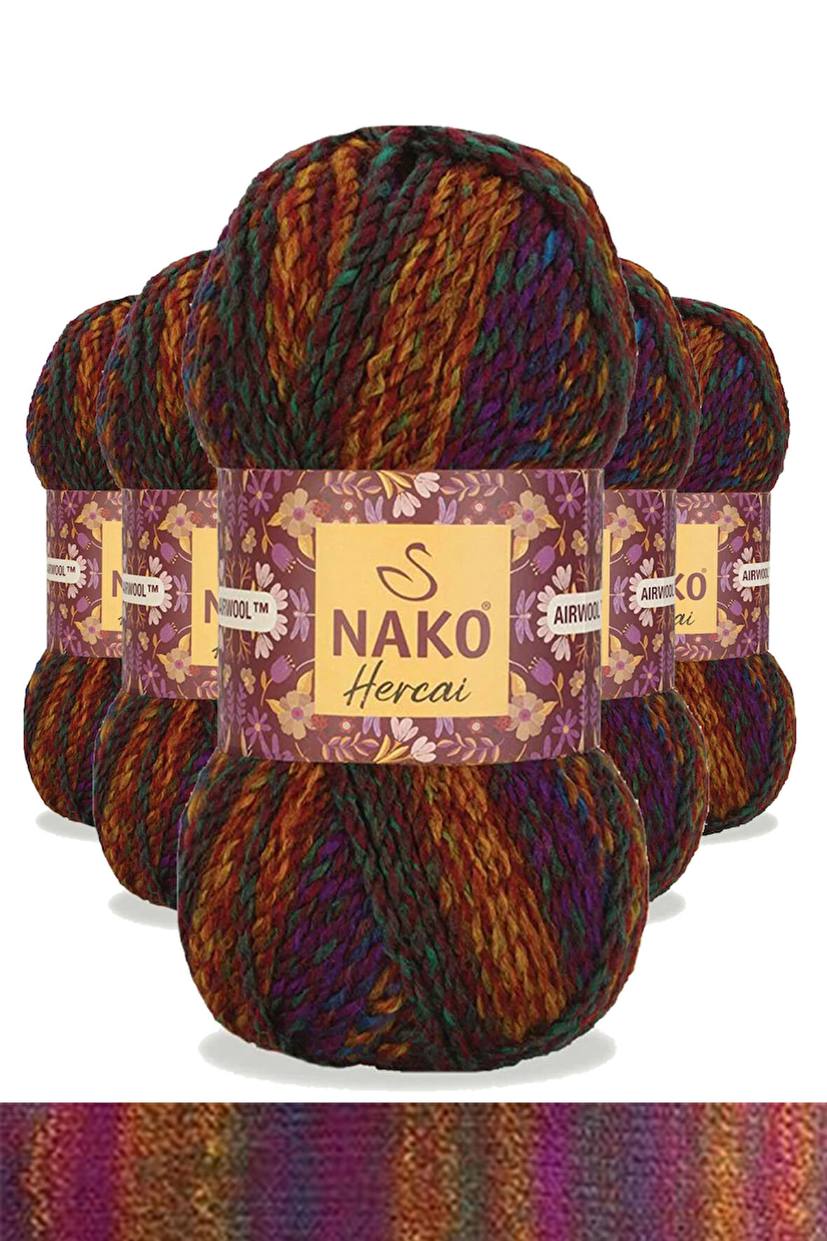 5 Adet Ebruli Hırka Kazak Atkı Bere El Örgü İpi Yünü 7131