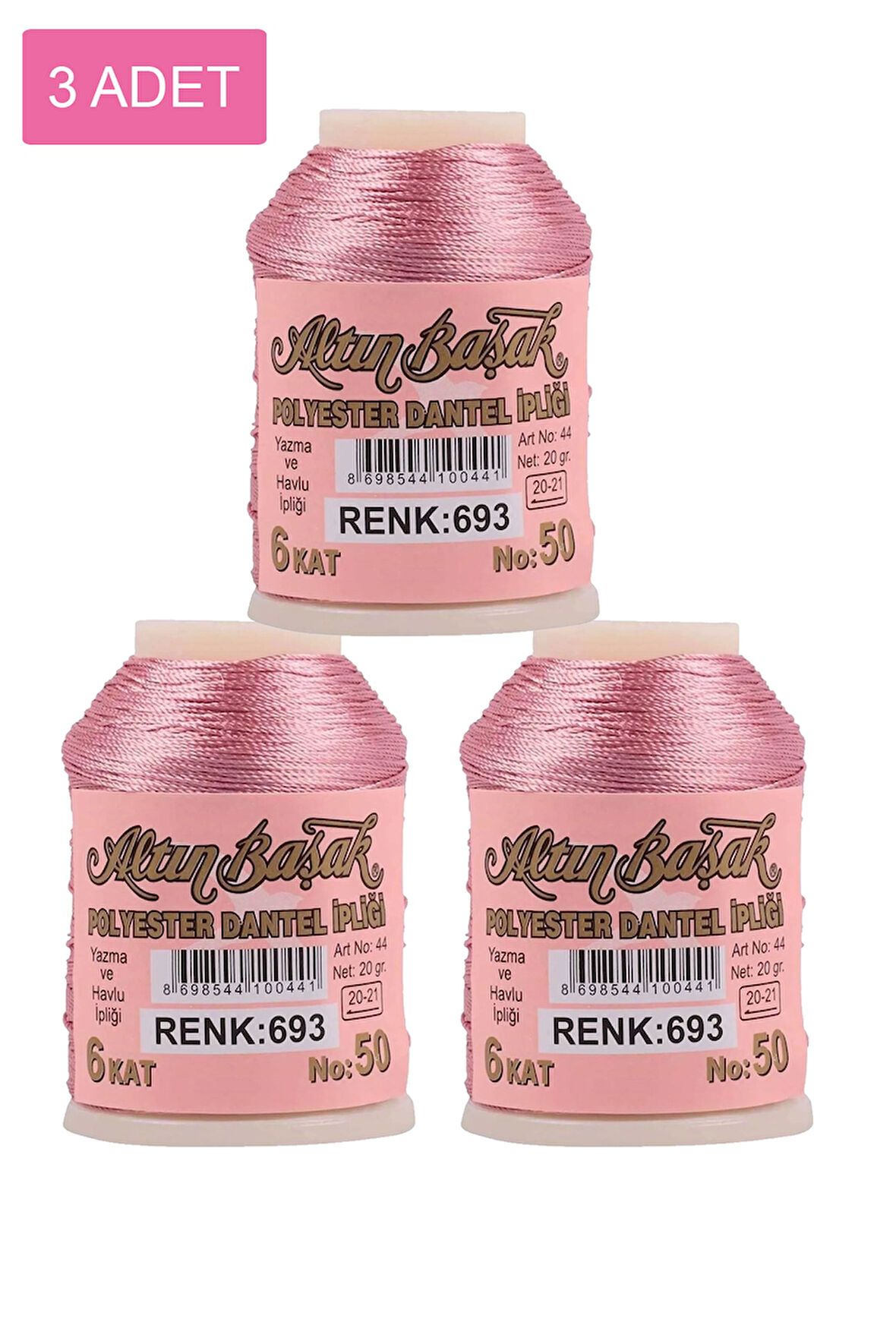 3 Adet Altınbaşak Oya ve Dantel İpi 20 gr -  - No: 693