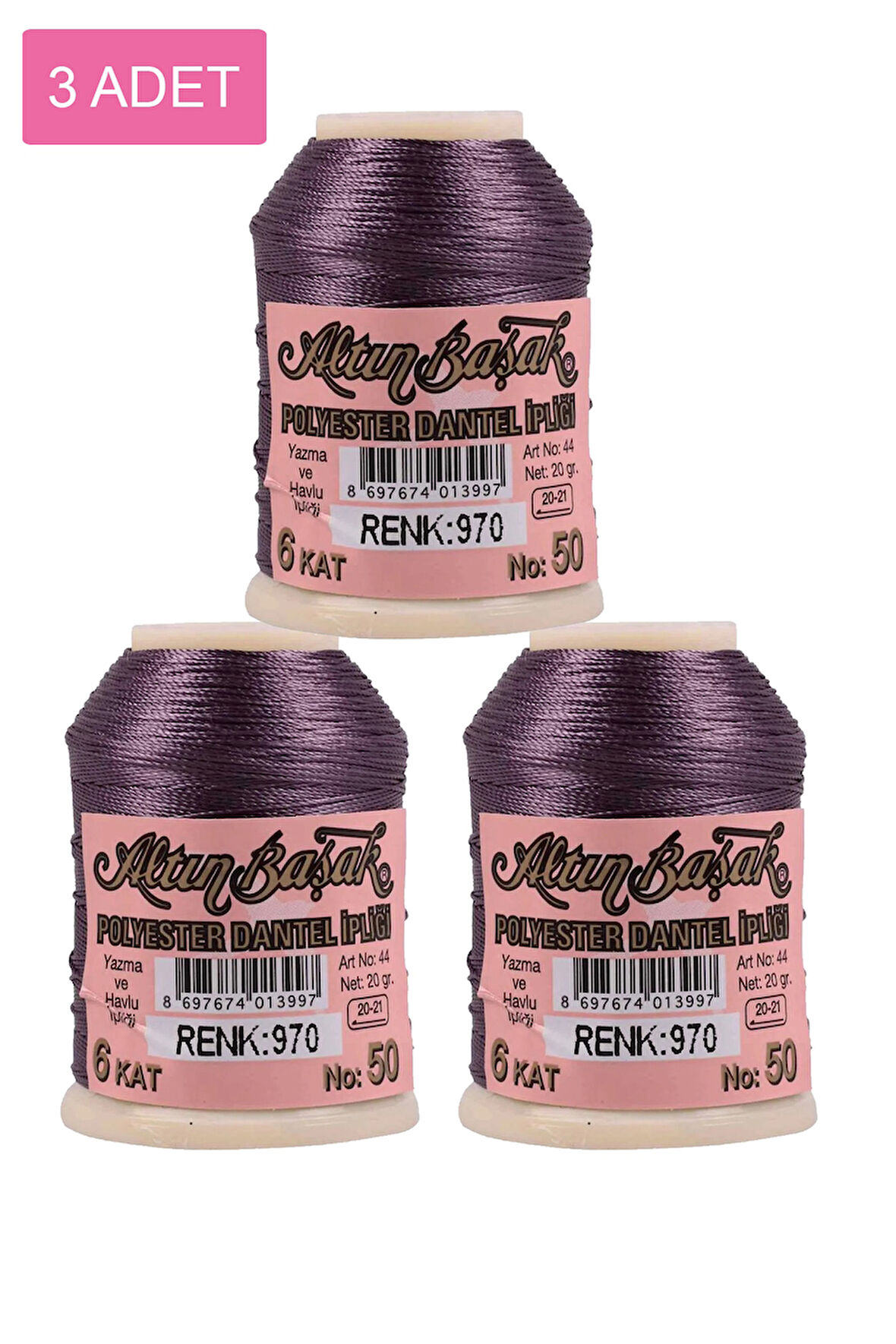 3 Adet Altınbaşak Oya ve Dantel İpi 20 gr -  - No: 970