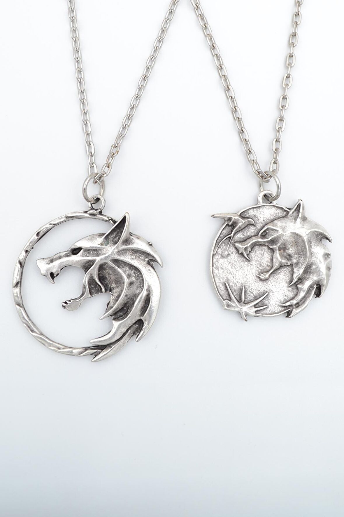2'li The Witcher Madalyon Erkek Kadın Kolye Seti 925 Ayar Gümüş Kaplama