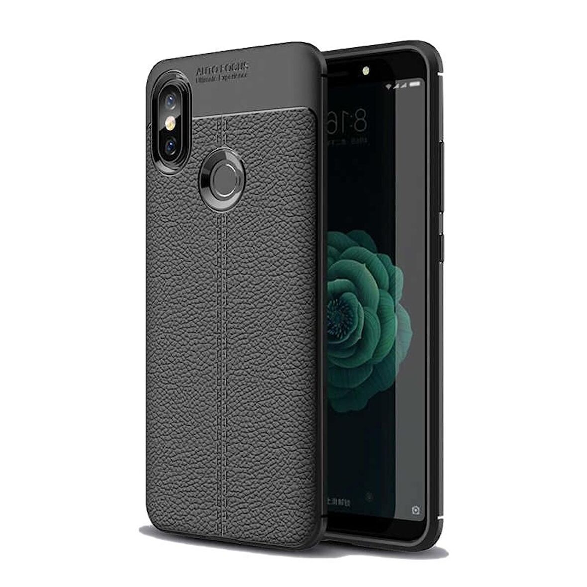 Smcase Xiaomi Mi 8 SE Deri Dokulu Silikon Kılıf