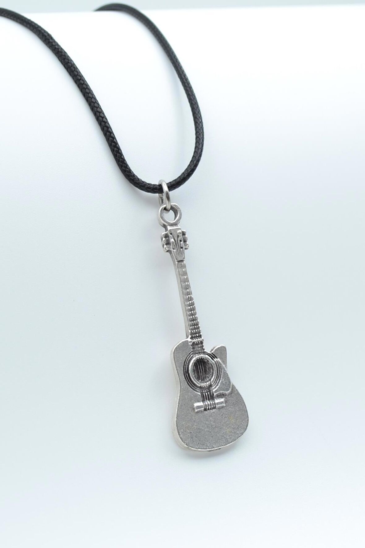 Gitar Kolye Deri İp Kolye Gümüş Kaplama Erkek Kadın Kolye