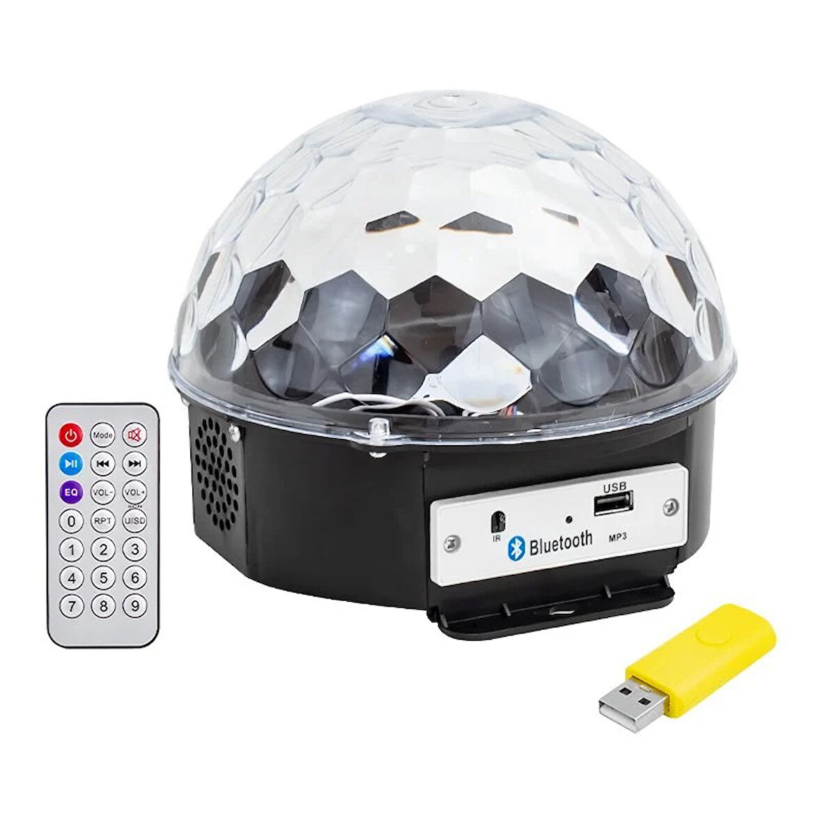 USB-BLUETOOTH DESTEKLİ KUMANDALI HOPARLÖRLÜ YARIM DÜNYA KÜRE DİSKO TOPU  GO50609861910