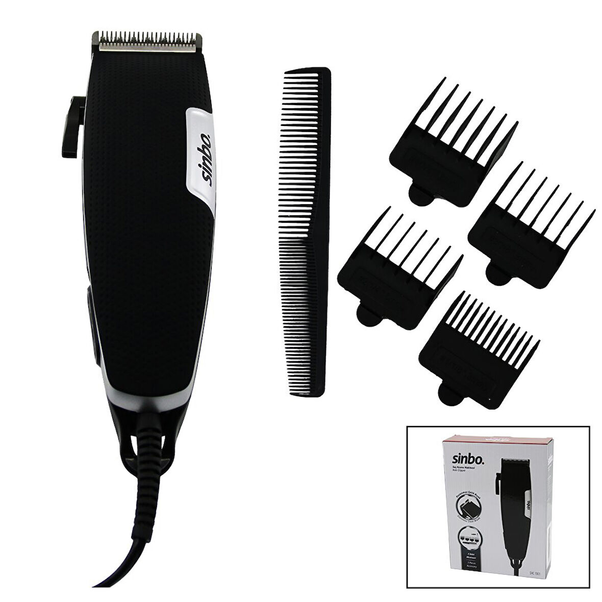 KABLOLU FİŞLİ  SAÇ SAKAL KESME TRAŞ MAKİNESİ  KOLLU TARAK AYARI  SHC-1901  GO5060Gok111578