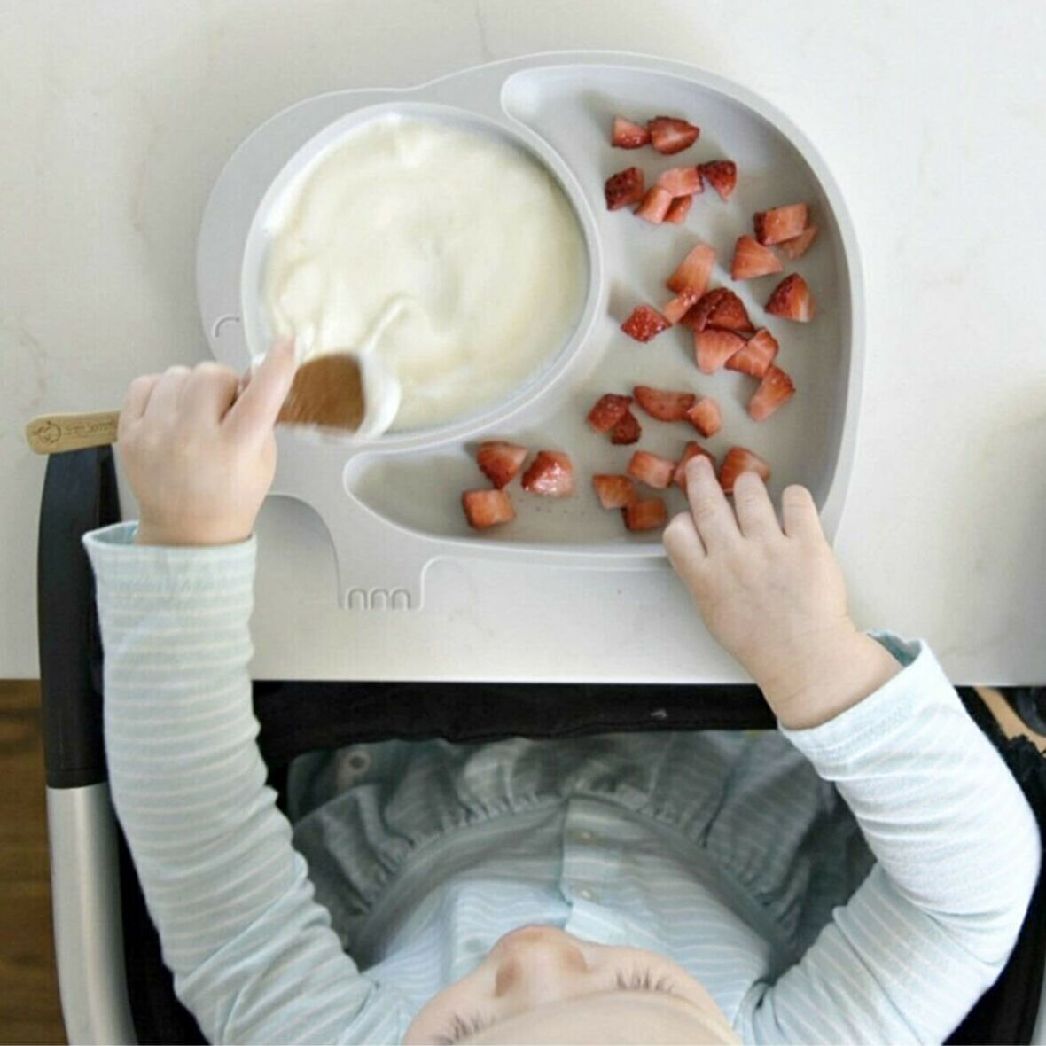 Bebek ve Çocuk için Sevimli Fil Model Desenli Yemek Bebek Mama Kabı Bölmeli Tabak  GO50601897720