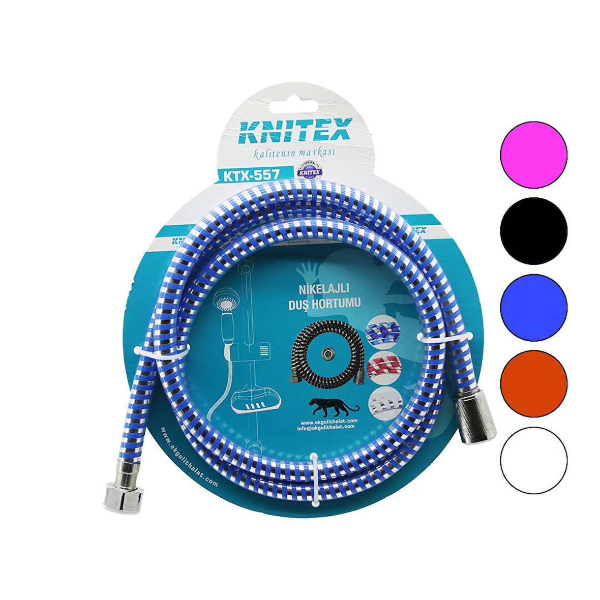 NİKELAJLI  RENKLİ PLASTİK DUŞ HORTUMU ANTİ TWİST=DOLANMAZ-KIVRILMAZ-KOPMAZ 1.5MT KARTELALI  GO5060Gok133663