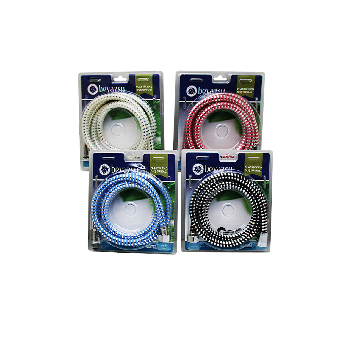 RENKLİ MİKELAJLI PLASTİK EKO DUŞ HORTUMU SPİRALİ VAKUMLU  GO50603654710