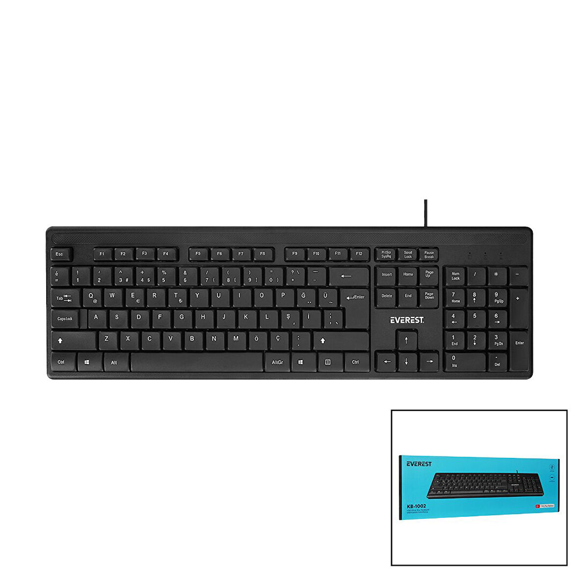 EVEREST KB-1002  USB KABLOLU  KLAVYE  Q KALVYE  130CM KABLO (5060)