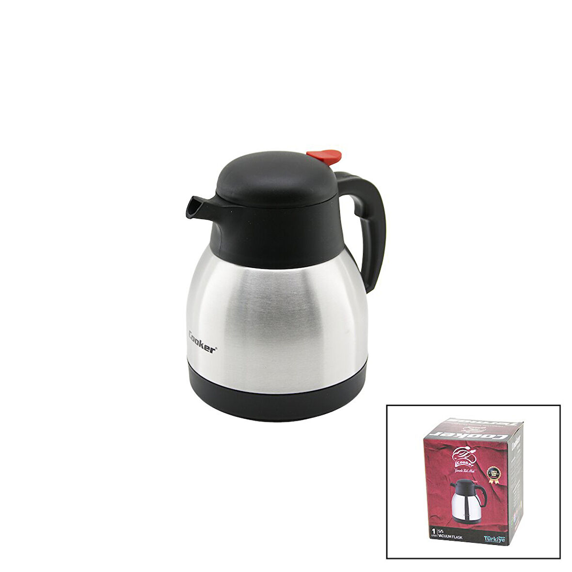 1LT  304 ÇELİK TERMOS INOX SERİSİ 12 SAAT SICAK - 24 SAAT SOĞUK ÇİFT CONTALI KAPAK CKR-2035 (5060)
