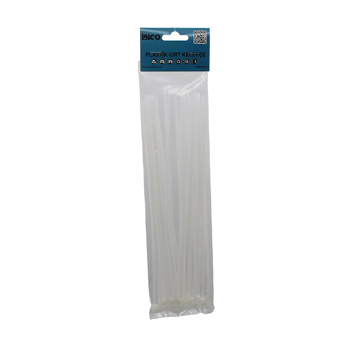 25PCS   BEYAZ   3.6X250MM  PLASTİK CIRT KELEPÇE (5060)