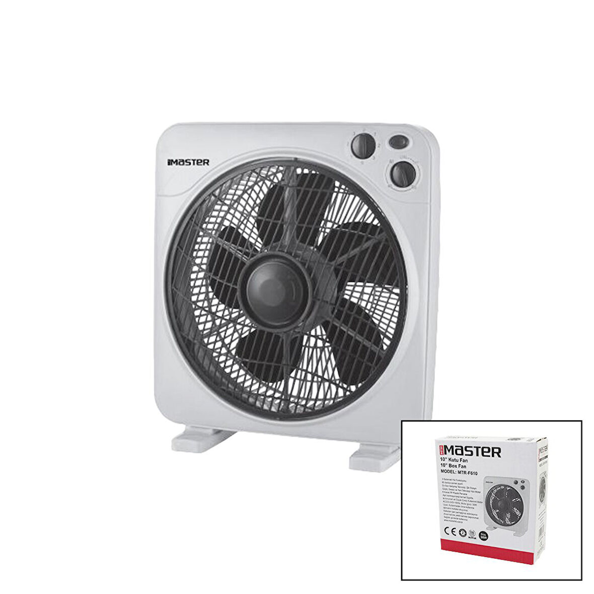 10 İNÇ  KUTU FAN  VANTİLATÖR  3 KADEME HIZ   6 PLASTİK KANAT 38W  60DK.ZAMAN AYARLI MTR-F610 (5060)