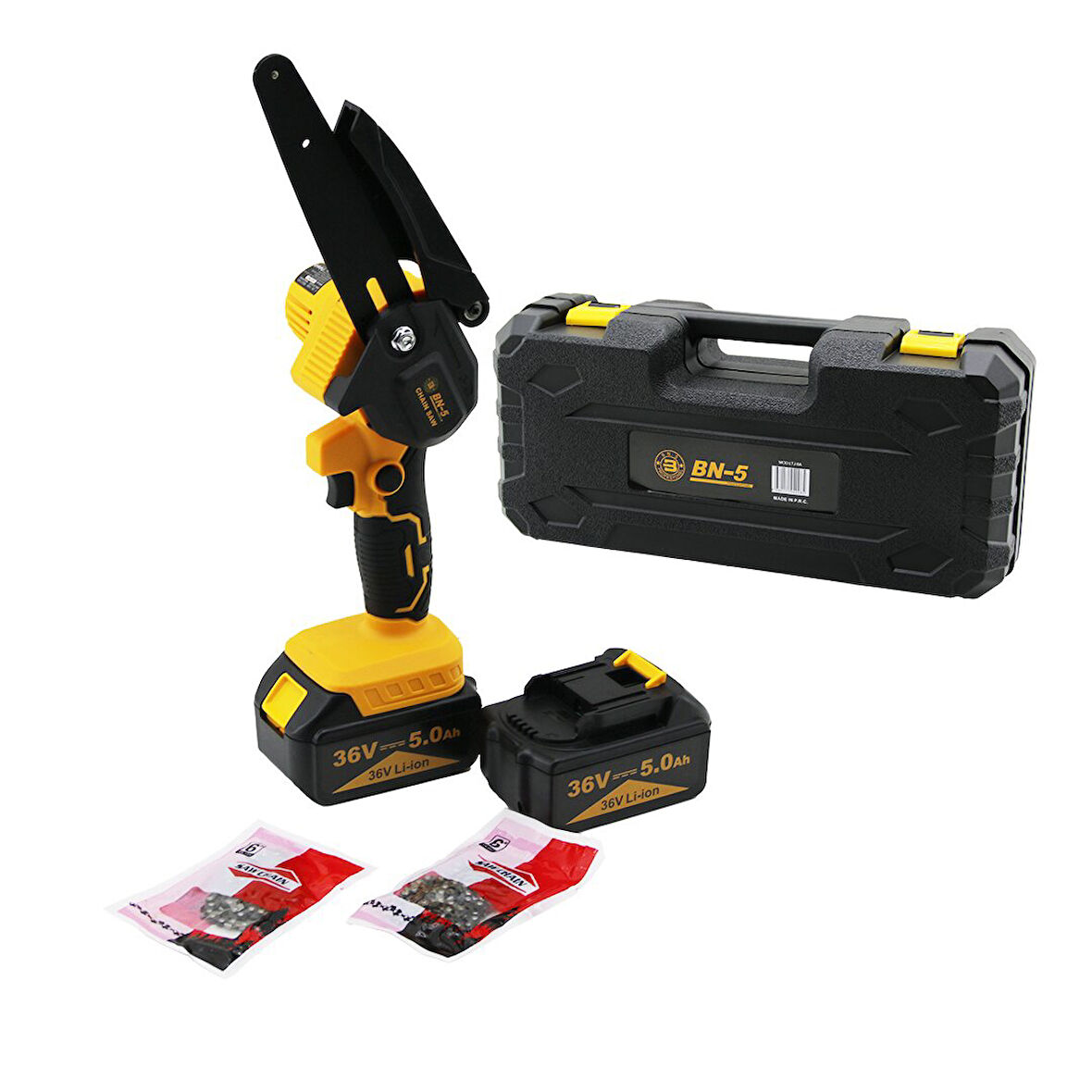 CHAIN SAW YELLOW LTJ-6A YAĞSIZ - ZİNCİRLİ 6&amp;quot; BUDAMA - DAL KESME MAKİNE ŞARJLI - 2 BATARYA 36V 5.0AH (5060)