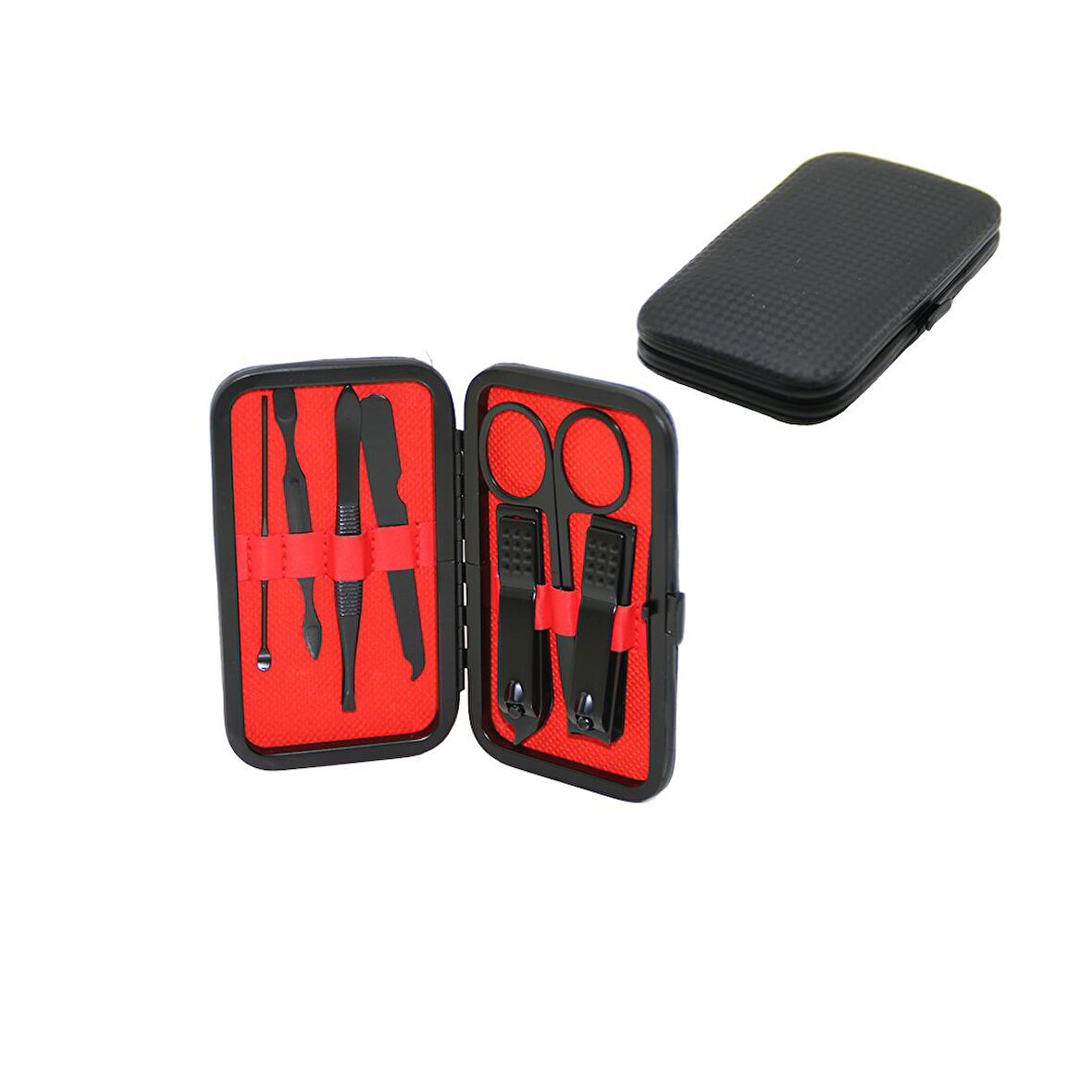 7 PCS - SİYAH MANİKÜR - PEDİKÜR SETİ SİYAH CÜZDAN MODELİ ÇANTALI (5060)