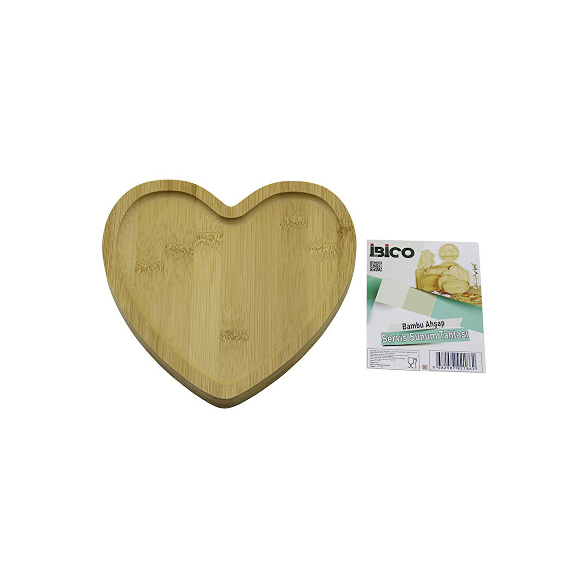 KALP MODEL AHŞAP BAMBU SERVİS SUNUM TEPSİ - TAHTASI 20.5 X 19.5 X 1.4CM (5060)