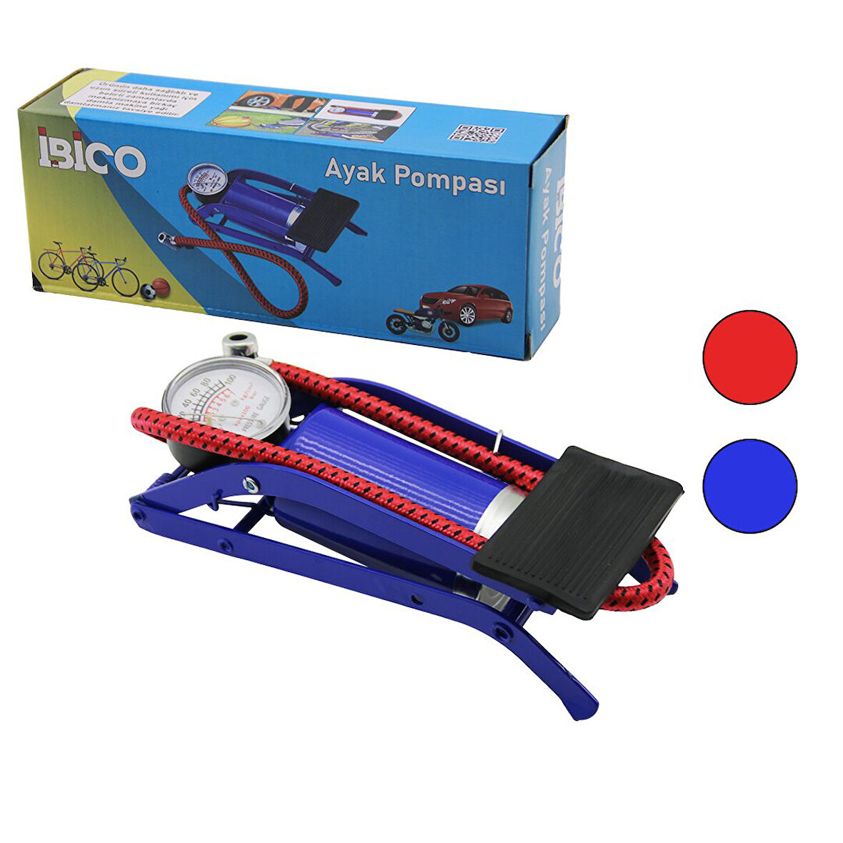 YAYAT MODELİNCE PİSTONLU AYAK POMPASI OTO-ARAÇ - BİSİKLET-MOTOR LASTİK - TOP - ŞİŞME HAVUZ-YATAK (5060)