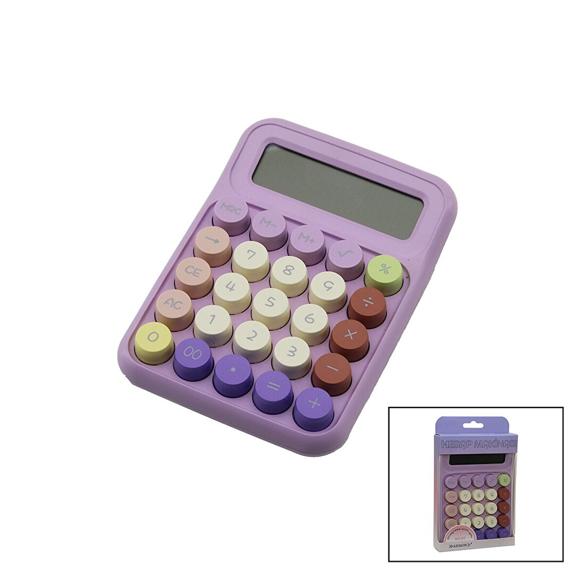 DAKTİLO TUŞ MODELİ  12 HANELİ HESAP MAKİNESİ MİX RENKLİ  PİLLİ  15.7 X 11.1 X 2.7CM   166GR (5060)