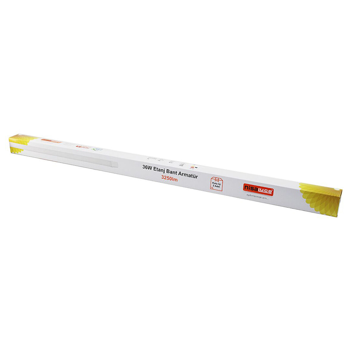 NİSALUCE EAMP-082/1 2PCS 36W - 120CM LED ETANJ BANT ARMATÜR LAMBA AMPUL BEYAZ - 6500K 3250LÜMEN MONTAJ AYAR KANALLI (5060)