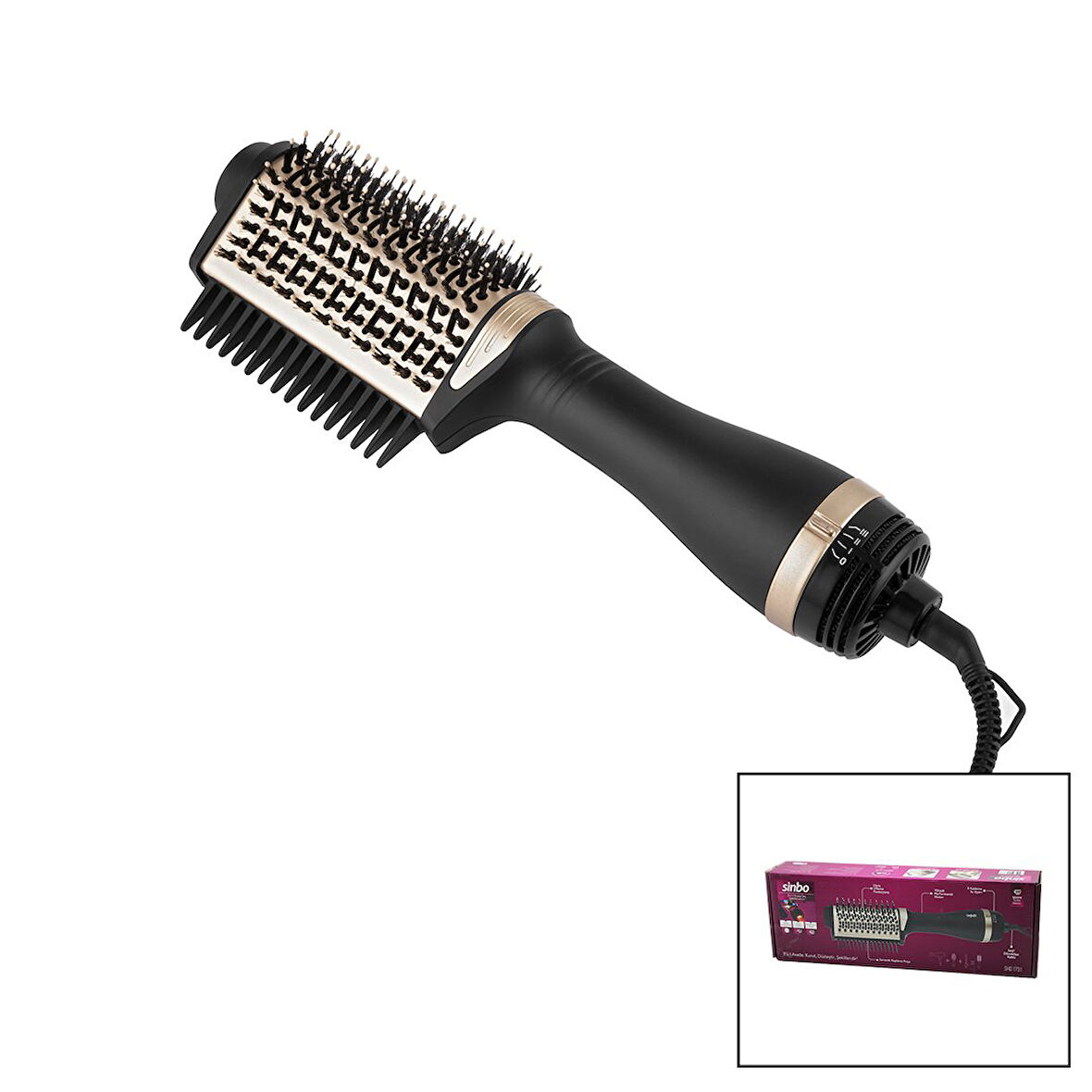 SAÇ KURUTMA - ŞEKİL MAKİNESİ 3 KADEME ISI AYARI 360 DERECE DÖNEN KABLO SERAMİK KAPLAMA FIRÇA 1200W SHD-1731 (5060)