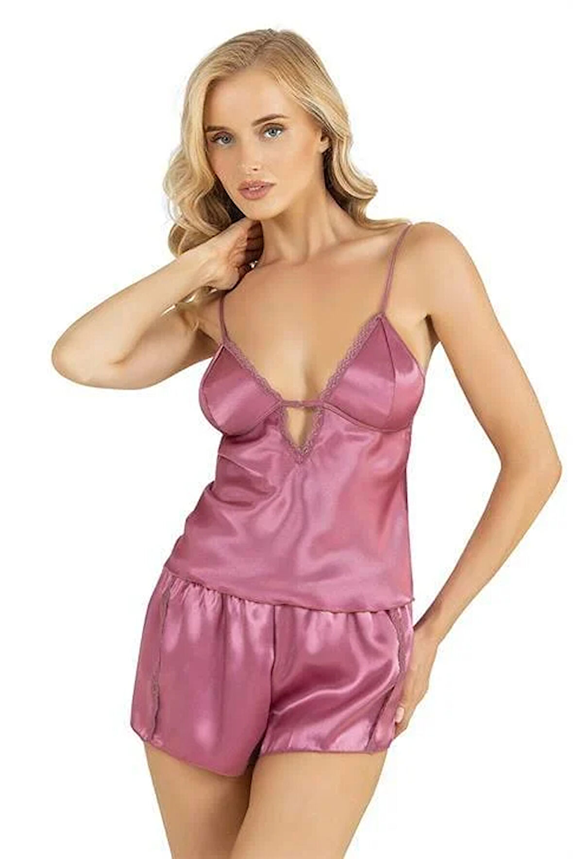 Arias Closet Gülkurusu Saten Şort Takımı 9207 OZN-22538