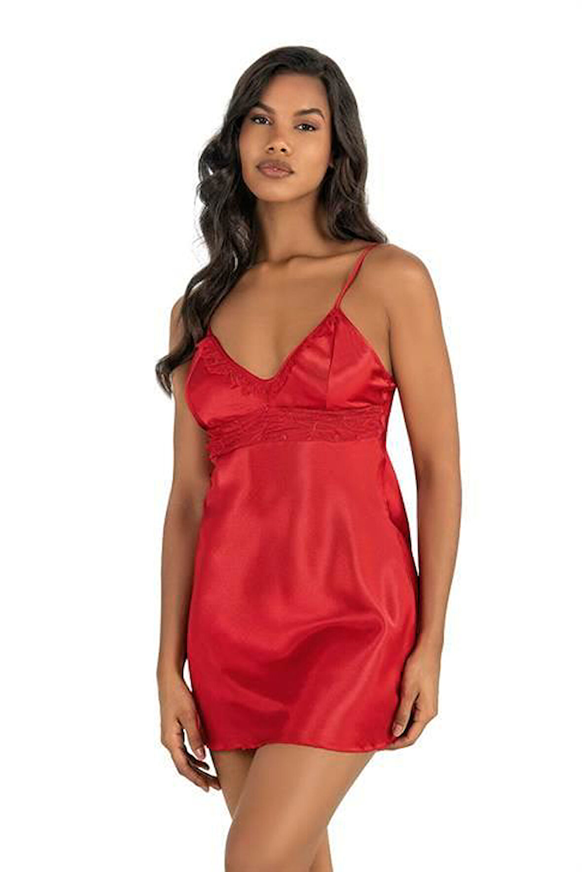 Arias Closet Kırmızı Kısa Saten Gecelik OZN-22576