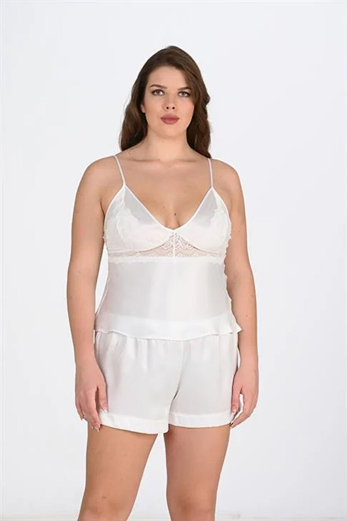 Arias Closet Büyük Beden Ekru Şort Takımı OZN-22648