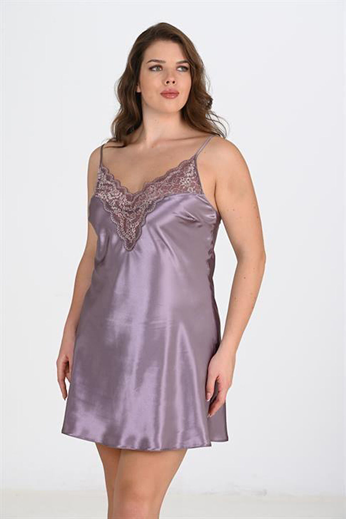 Arias Closet Büyük Beden Lila Gecelik  2101 OZN-22660