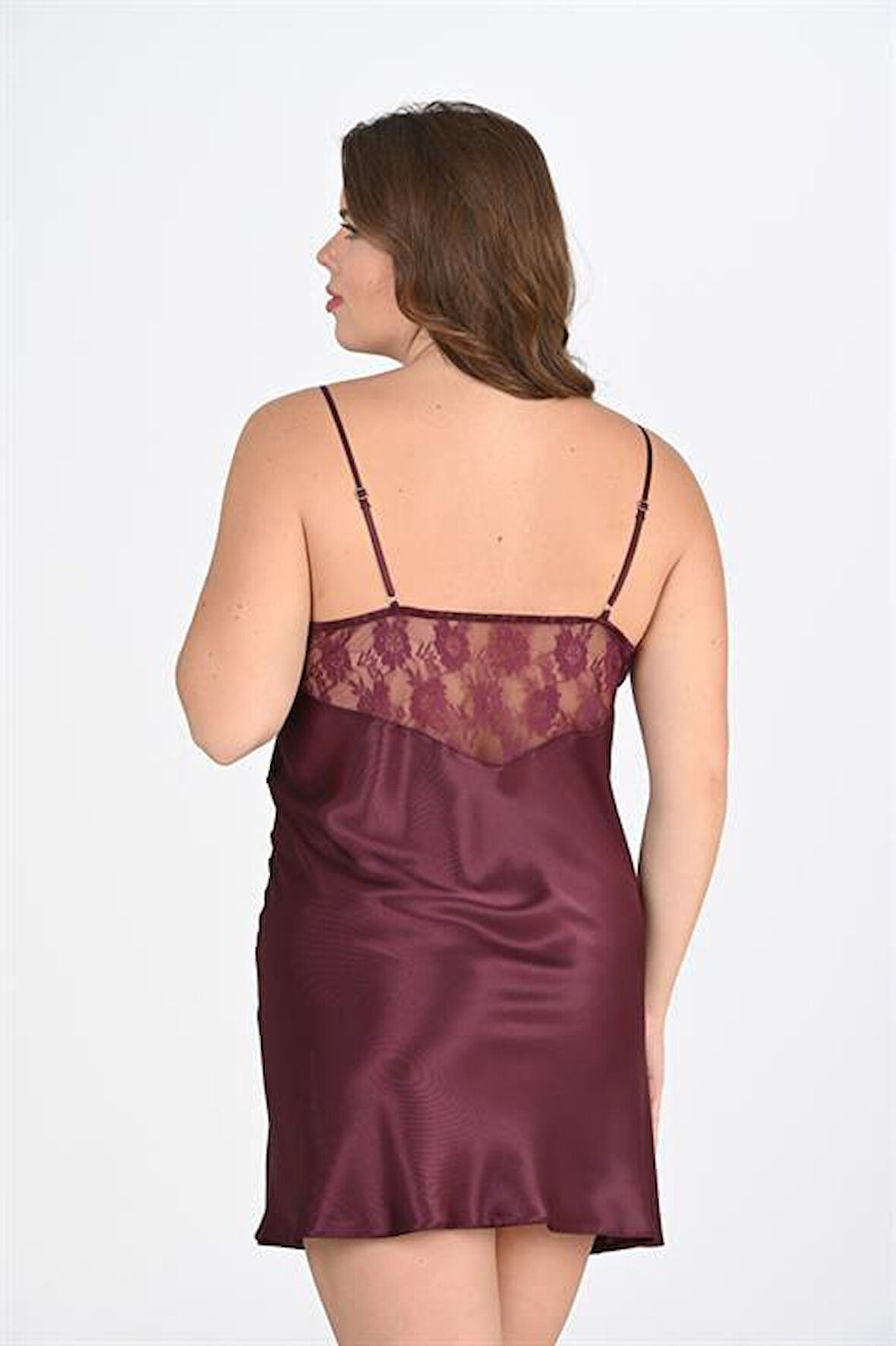 Arias Closet Büyük Beden Mürdüm Gecelik 2108 OZN-22665