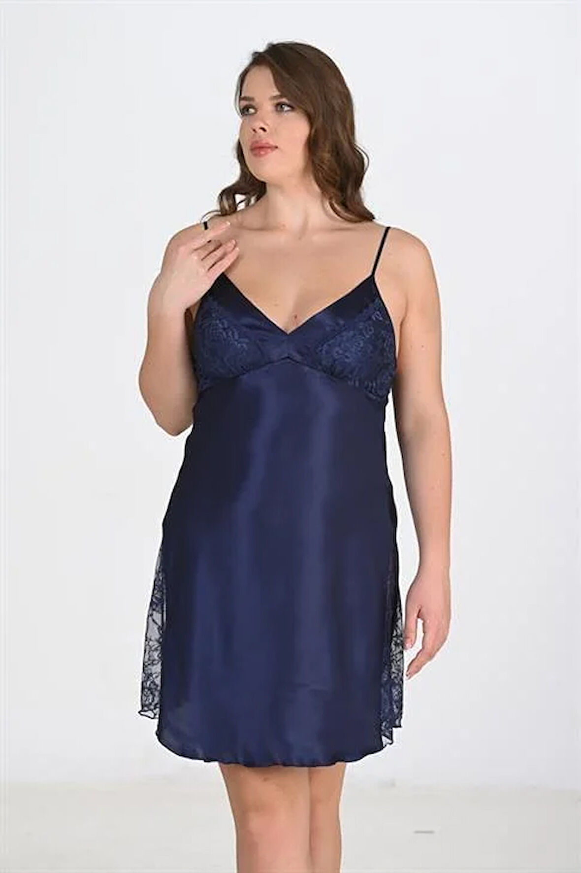 Arias Closet Büyük Beden Lacivert Gecelik 2111 OZN-22668