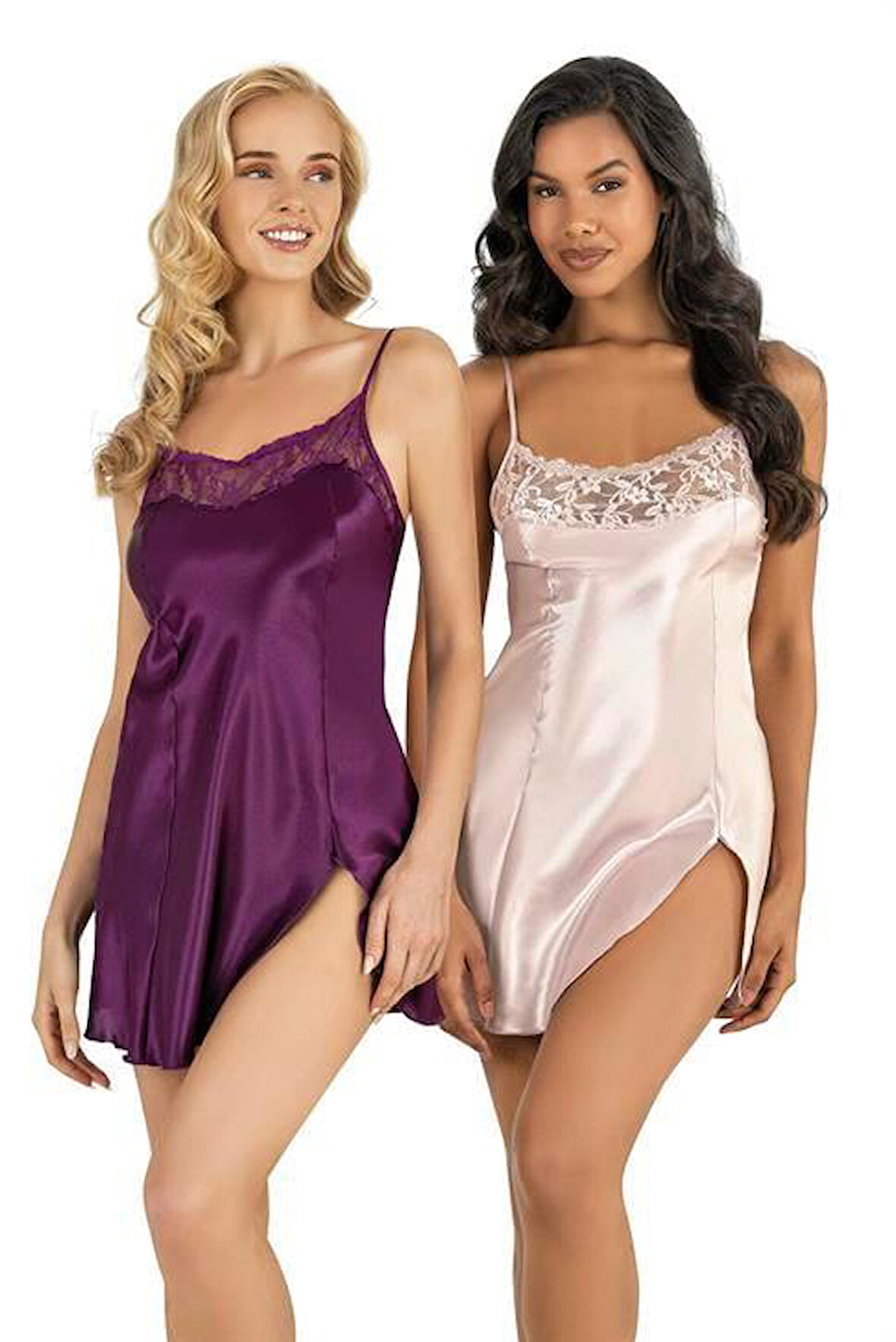Arias Closet Mor Kısa Saten Gecelik 8217 OZN-22707