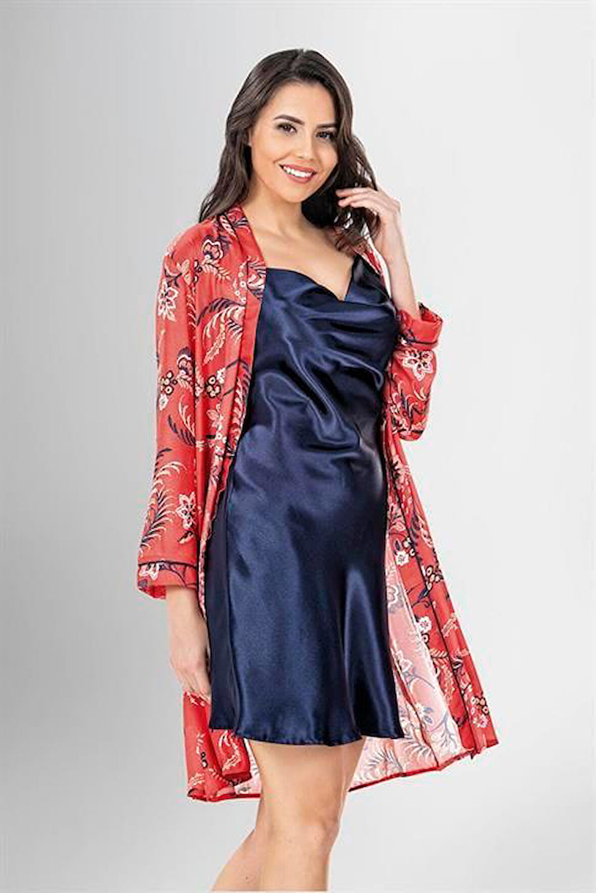 Arias Closet 2 li Kısa Sabahlık Takımı Desenli OZN-22739