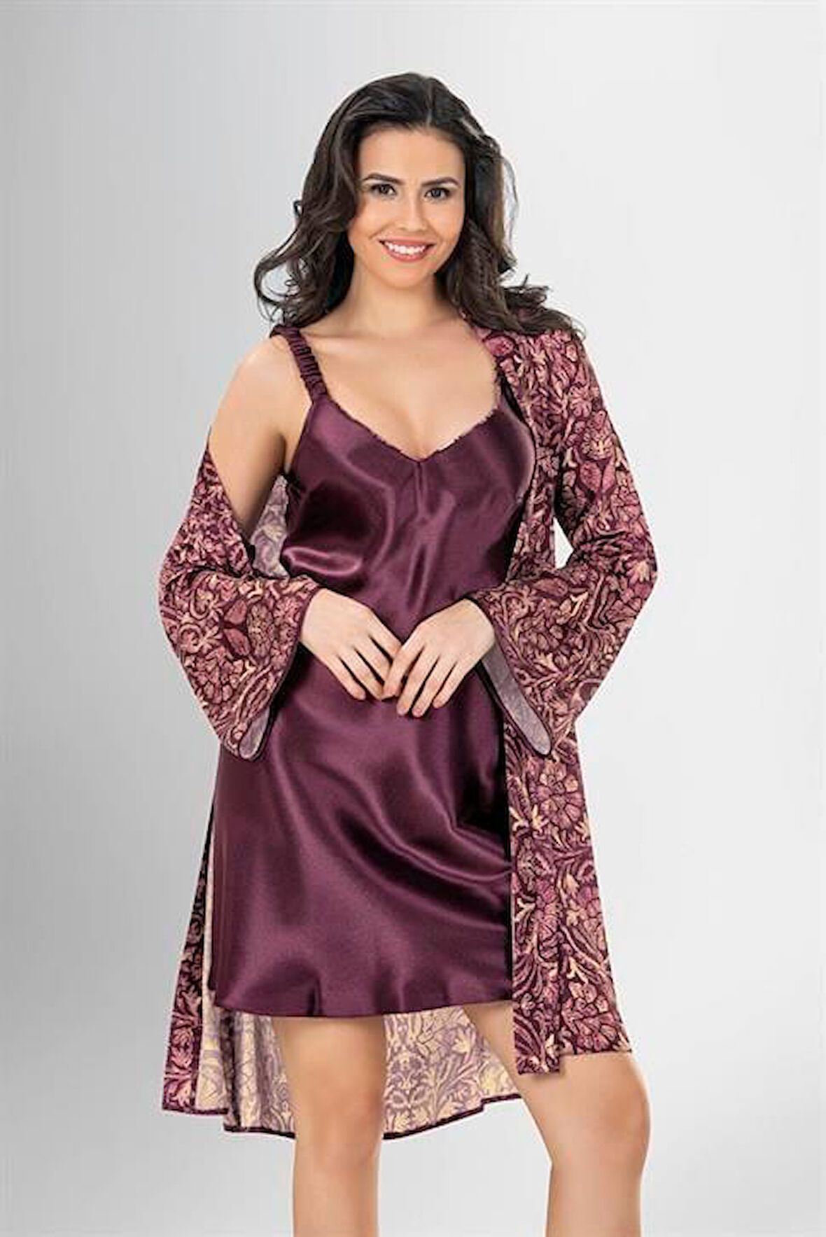 Arias Closet 2 li Kısa Sabahlık Takımı Desenli OZN-22741