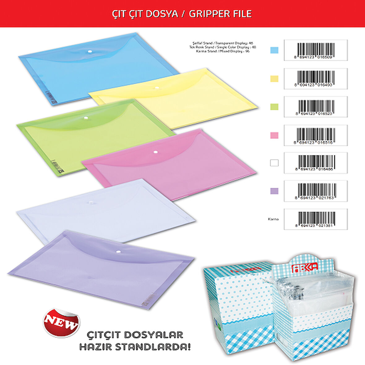 Abka Çıtçıtlı Dosya Karışık-12-LI-PKT