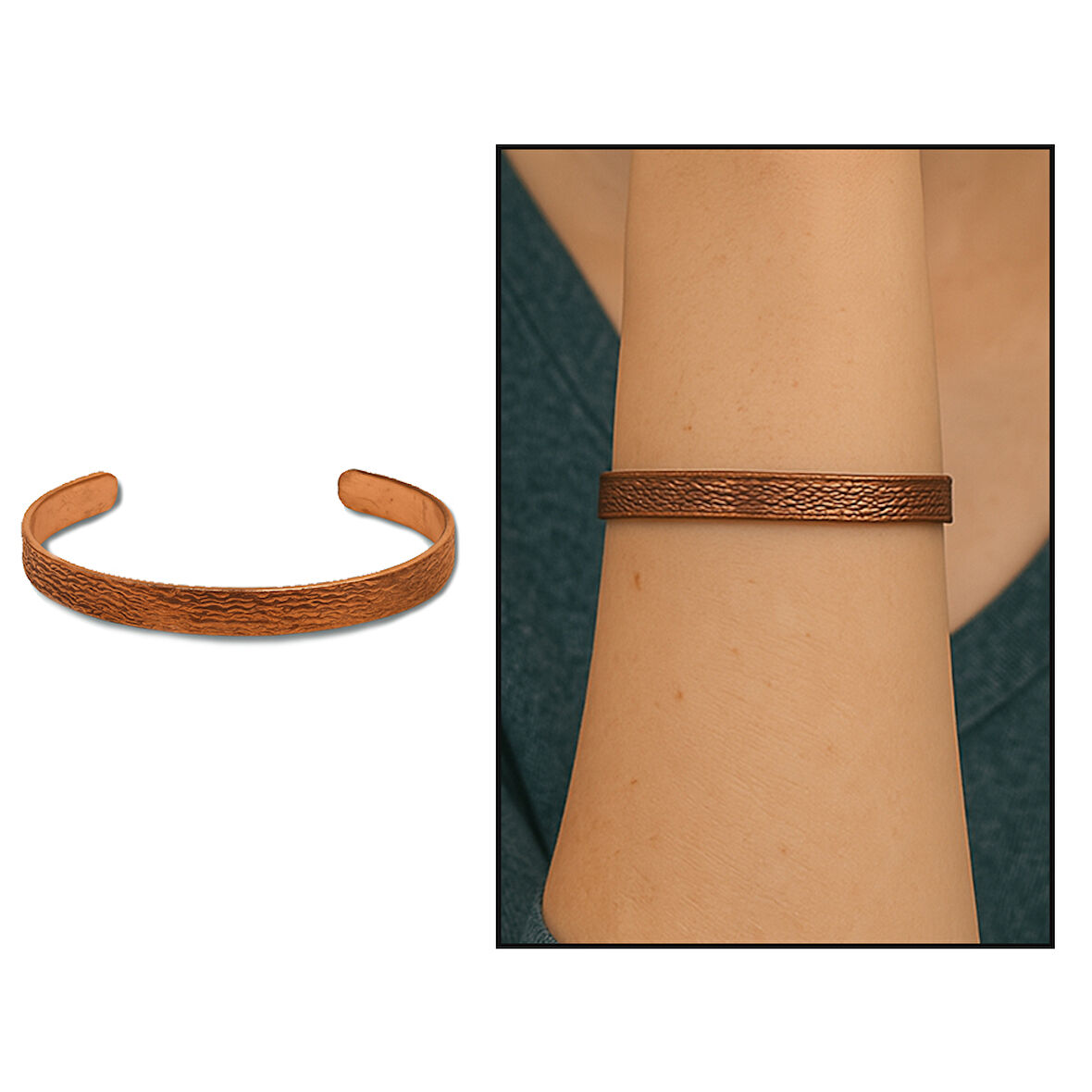 Kadın Bakır Bileklik - Dalga Desenli - Esnek Yapılı