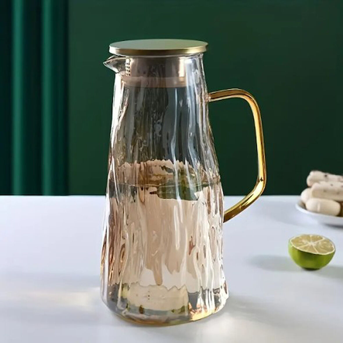 Periboia Çelik Kapaklı Cam Sürahi 1800 ml