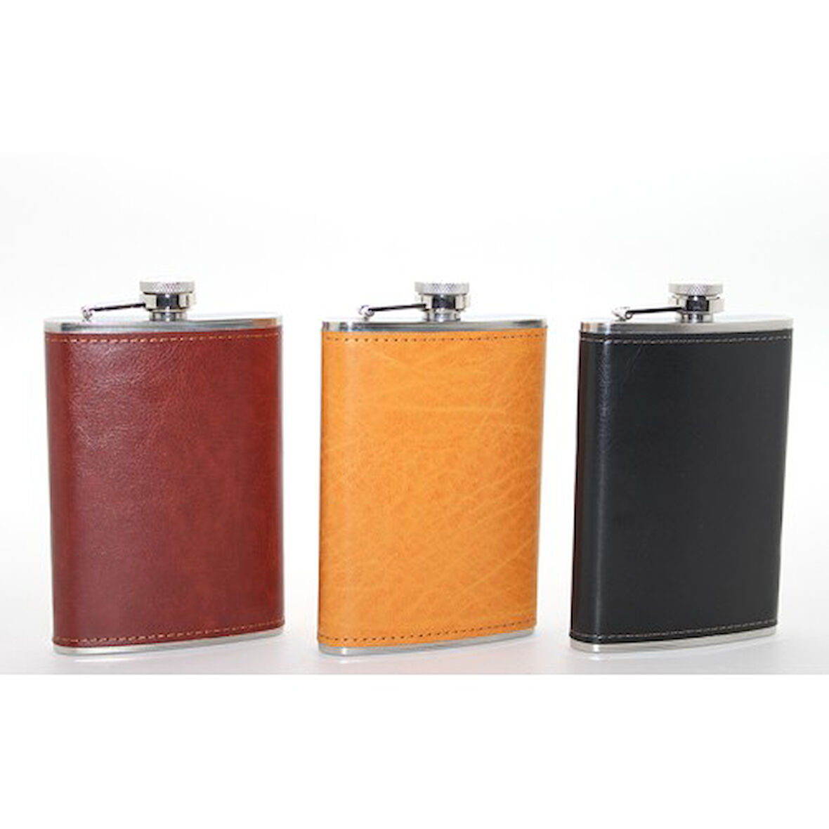 Periboia Paslanmaz Çelik Tekli 9 Oz Derili Matara  