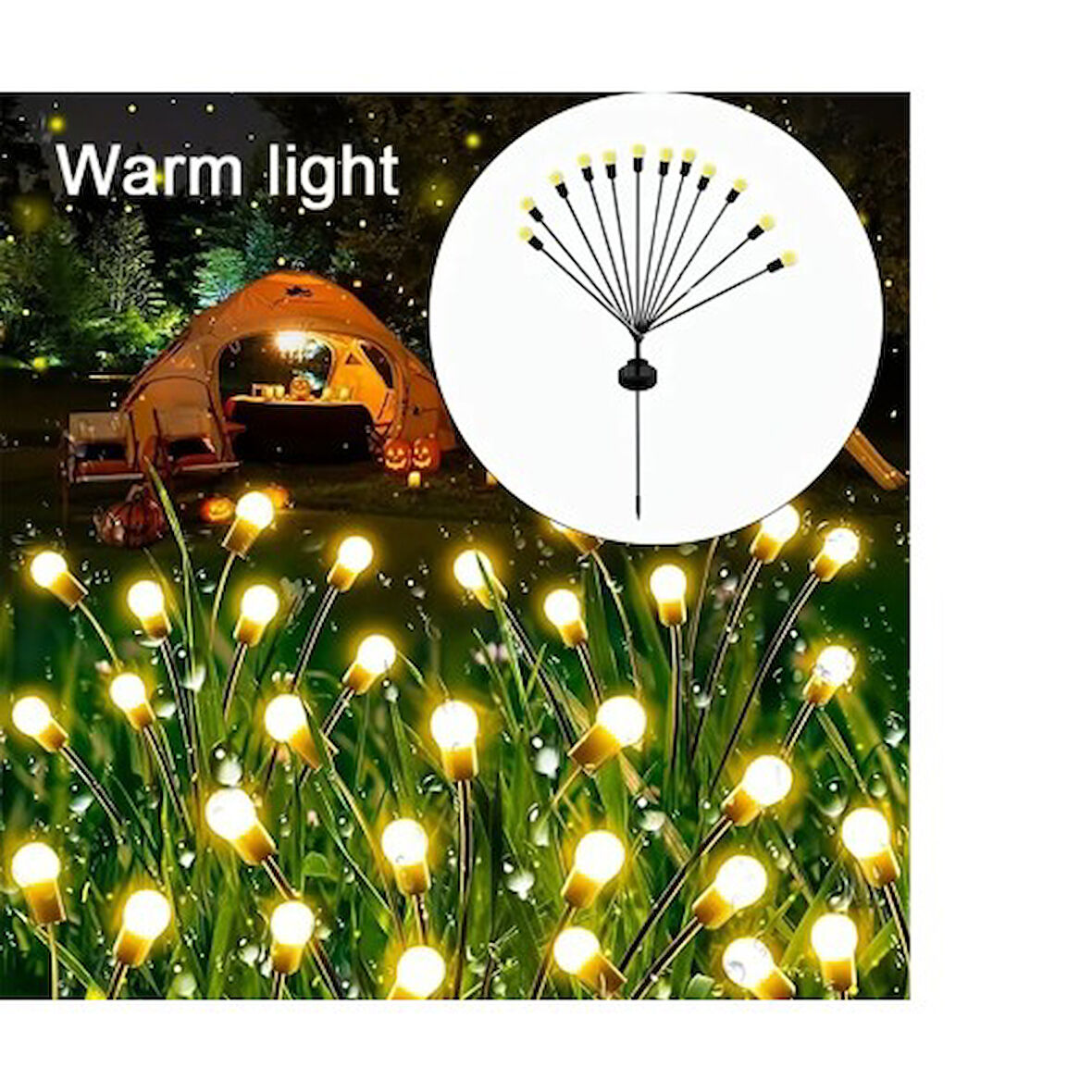 Periboia Solar LED Ateşböceği Bahçe Işıkları 2 Adet