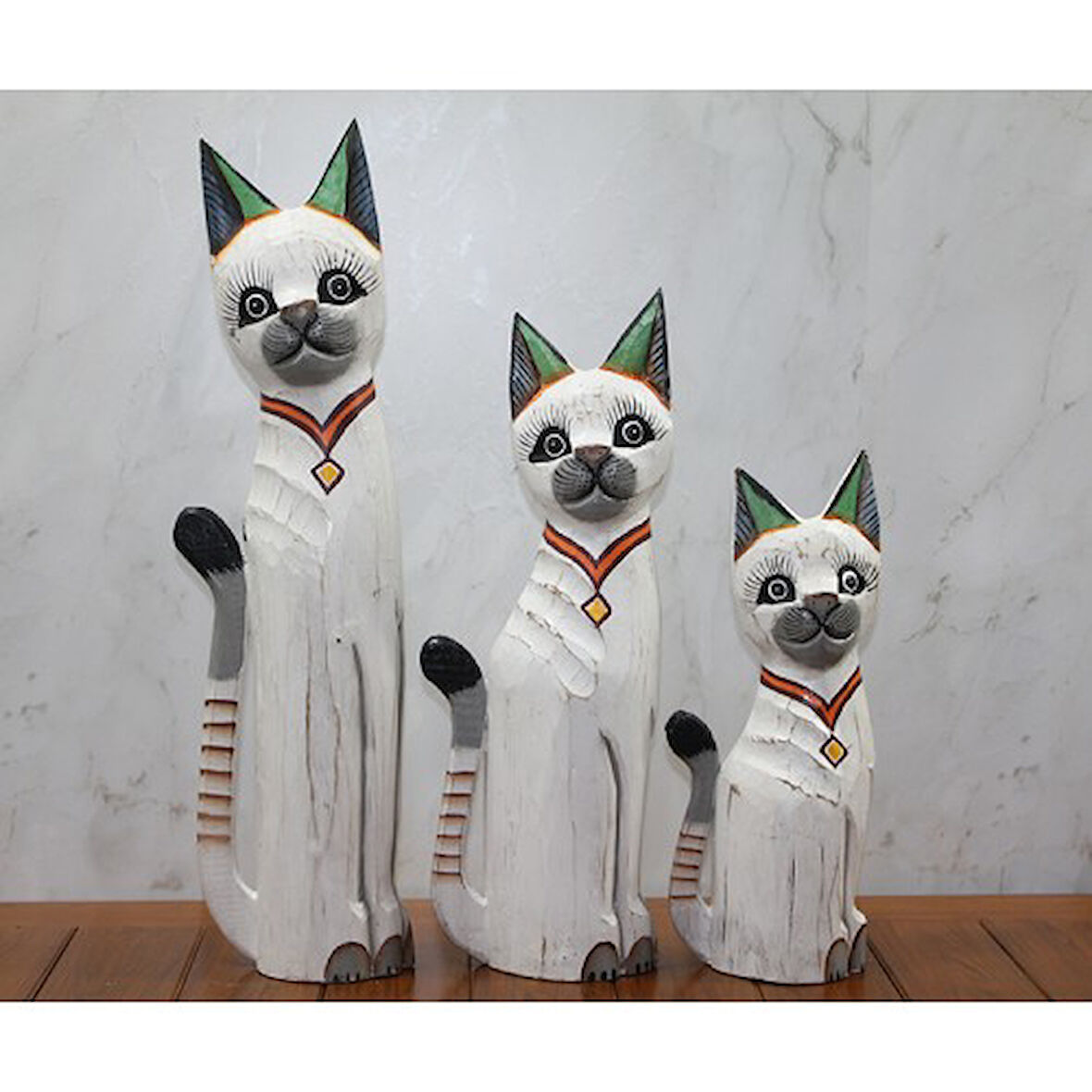 Periboia Ahşap 3'lü Kedi Seti 50 Cm 